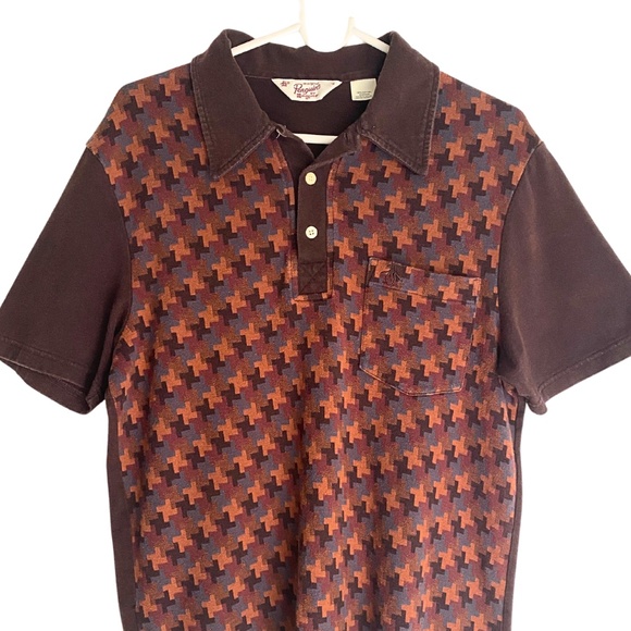 Men's Brown Original Penguin MCM Retro Patterned Polo Shirt - Medium - Picture 3 of 12